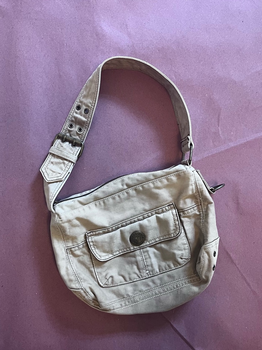 Casual 2000s Beige Canvas Aeropostale Shoulder Bag